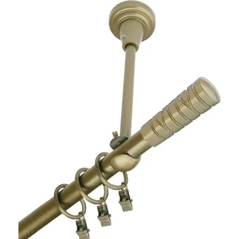 Garnýž Garnýž kovová jednořadá 16mm Torino zlatá antik 230 cm (do stropu / kroužky s žabkou)