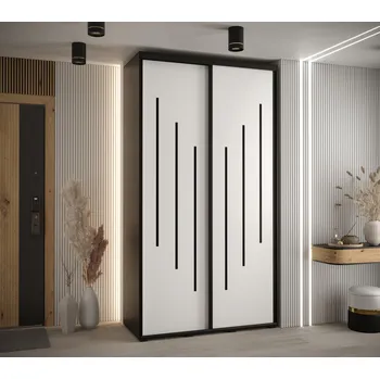 Šatní skříň Šatní skříň YVONA 8 - 140/45 cm, černá / bílá / černá