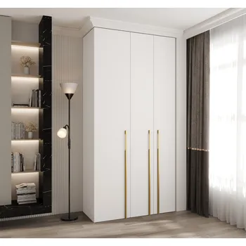 Šatní skříň Šatní skříň s policemi 120/50 LORENA 3 - bílá / zlatá