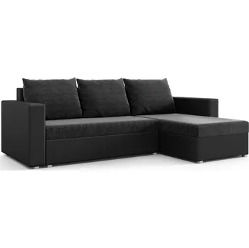 Sedací souprava Rohová rozkládací sedačka MOSREN - černá ekokůže / černá