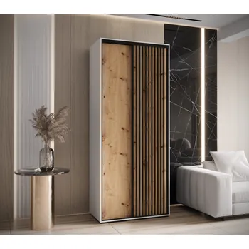 Šatní skříň Šatní skříň BAYLIN 1 - 110/45 cm, bílá / dub artisan / černá