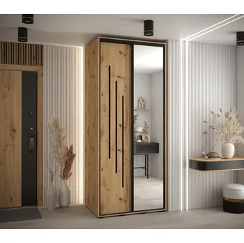 Šatní skříň Šatní skříň YVONA 9 - 120/60 cm, dub artisan / černá