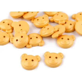 Knoflík Knoflík dětský velikost 34" medvídek, střední, 2 žlutá světlá