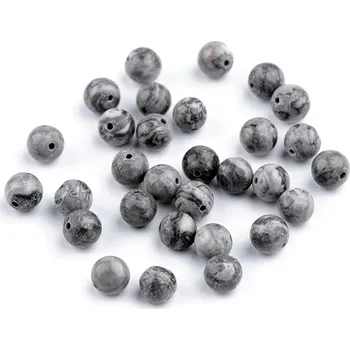 Korálek Mramor, minerální korálky Ø6 mm, velké, šedá
