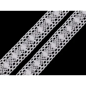 Krajka Krajka / vsadka paličkovaná šíře 30 mm, střední, 1 bílá