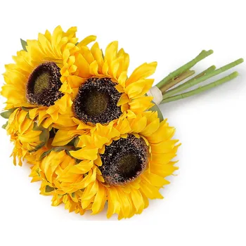 umělá květina Umělá slunečnice svazek, střední, 1 oranžovožlutá