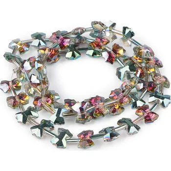 Korálek Skleněné korálky broušené mašličky a hladké tyčky na drátku, velké, 5 multikolor AB