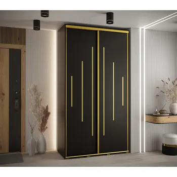 Šatní skříň Šatní skříň YVONA 12 - 130/45 cm, černá / zlatá