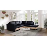 Rohová sedací souprava CHOWAN 3 - černá ekokůže / dub artisan, pravý roh