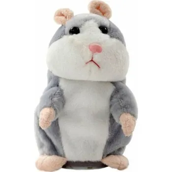 plyšák Interaktivní mluvící křeček Talkinghamster - šedý