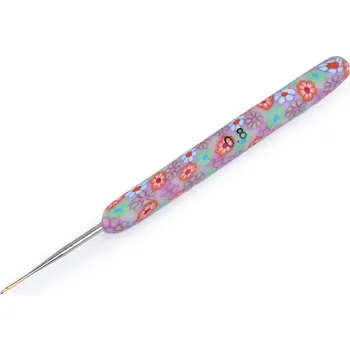 Nástroj na niť a příze Háček na háčkování se silikonovou rukojetí, se zlatou špičkou, střední, 2 (0,8 mm) mint