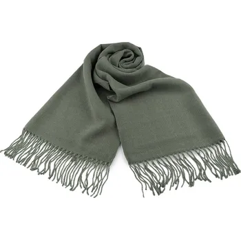 Šála Zimní šála / pléd s třásněmi 70x180 cm, střední, 7 zelená ledově zelená šalvěj