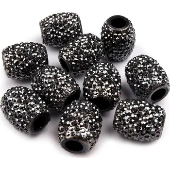 Dětské navlékací korálky Plastové korálky s velkým průvlekem 13x15 mm, velké, 8 (059) šedá hematit