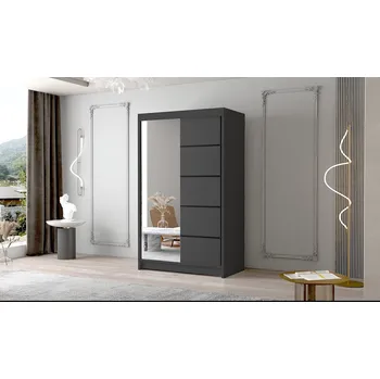 Šatní skříň Dvoudveřová skříň se zrcadlem NICA - šířka 120 cm, černá