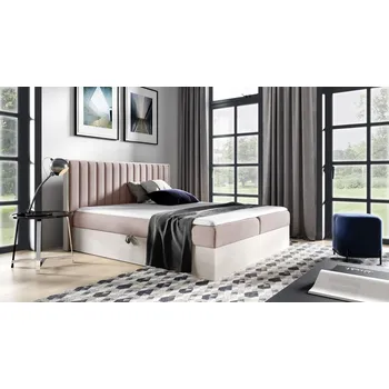 Postel Kontinentální postel 160x200 CHANTELLE 4 - nordic teak / růžová + topper ZDARMA