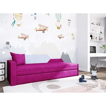 Pohovka Rozkládací pohovka s úložným prostorem BUFFY - růžová / bílá, levá opěrka