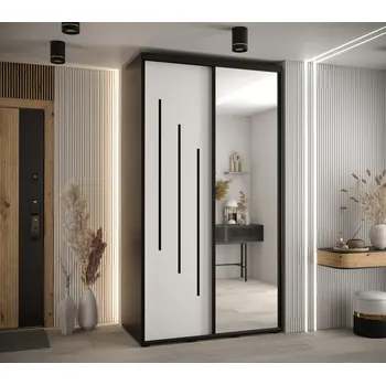 Šatní skříň Šatní skříň YVONA 9 - 140/60 cm, černá / bílá / černá