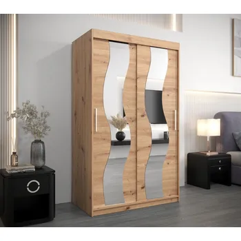 Šatní skříň Šatní skříň se zrcadly MARGIT - šířka 120 cm, dub artisan