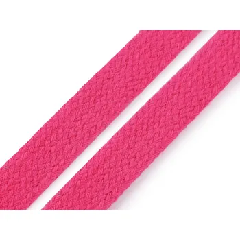 Bavlněná šňůra plochá / dutinka šíře 15 mm, střední, 4 pink