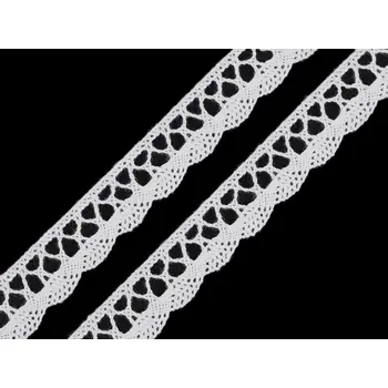 Krajka Bavlněná krajka paličkovaná šíře 18 mm, střední, 6000 bílá
