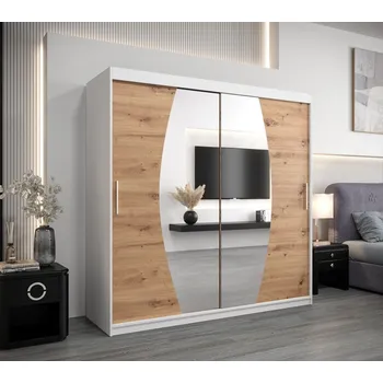 Šatní skříň Šatní skříň LILIANA - šířka 200 cm, bílá / dub artisan