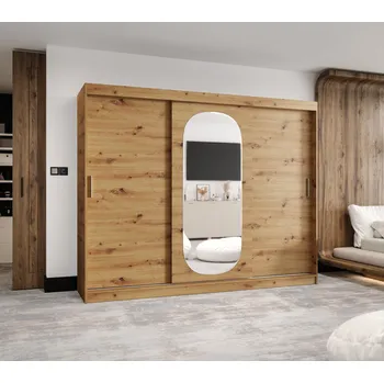 Šatní skříň Šatní skříň 250 cm BEREN se zrcadlem - dub artisan