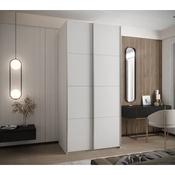 Šatní skříň Dvoudveřová skříň SAMARA 1 - 120 cm, bílá / stříbrná