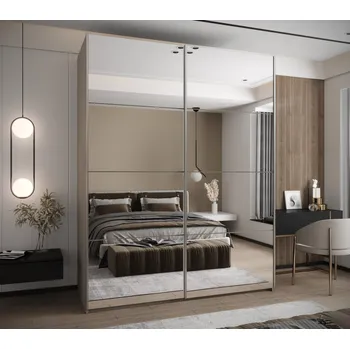 Šatní skříň Dvoudveřová skříň SAMARA 2 - 190 cm, kašmír / stříbrná