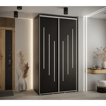 Šatní skříň Šatní skříň YVONA 8 - 130/60 cm, černá / stříbrná