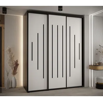 Šatní skříň Šatní skříň ASIRI 12 - 200/60 cm, černá / bílá / černá