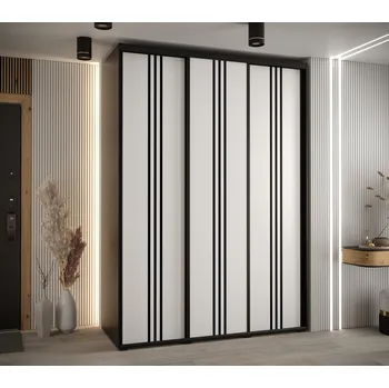 Šatní skříň Šatní skříň YVONA 6 - 180/60 cm, černá / bílá / černá