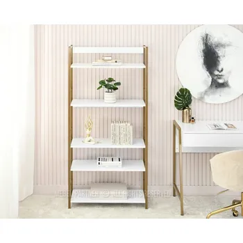 regál Policový regál AUSEL - bílý / zlatý