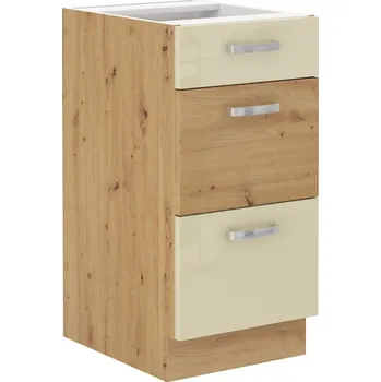 Kuchyňská skříňka Šuplíková skříňka ADARA - šířka 40 cm, krémová / dub artisan