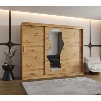 Šatní skříň Šatní skříň 250 cm BEYZA se zrcadlem - dub artisan