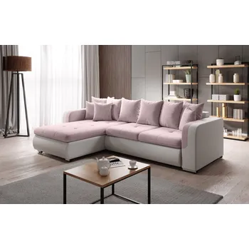 Sedací souprava Rohová sedací souprava DAFNI MINI - bílá / růžová, levý roh