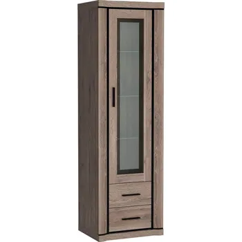 Policová skříň Úzká vitrína AIRA - dub lanýž