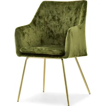 Jídelní židle Čalouněná jídelní židle ROXANA - mechová / zlatá