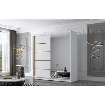 Šatní skříň Šatní skříň se zrcadlem MILINA - 180 cm, bílá