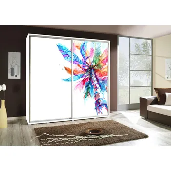 Šatní skříň Široká šatní skříň 205 cm s potiskem DANUBE 52 - bílá