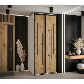 Šatní skříň Šatní skříň YVONA 8 - 120/60 cm, bílá / dub artisan / černá