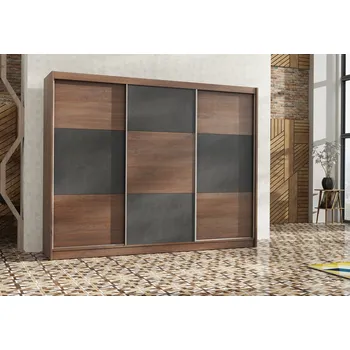 Šatní skříň Šatní skříň 250 NAOK s posuvnými dveřmi - dub stirling / hnědý beton