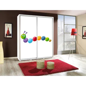 Šatní skříň Vysoká šatní skříň 155 cm s potiskem DANUBE 10 - bílá