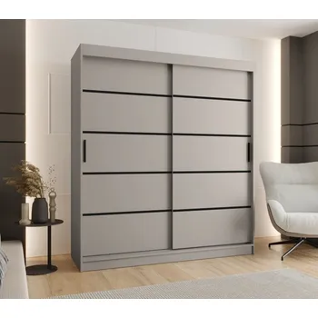 Šatní skříň Široká šatní skříň 180 cm CASANDRA - kašmír / černá