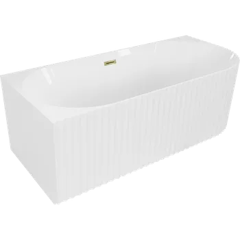 Vana Mexen Gia volně stojící rohová vanová levá 170 x 80 cm, bílý lesk, přepad zlatý - 52701708000L-50 Volně stojící vany