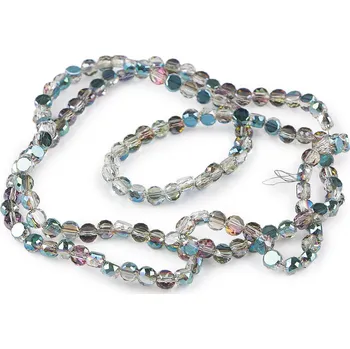 Korálek Skleněné korálky broušené 4 mm ploché, na drátku, velké, 7 šedozelená sv. AB