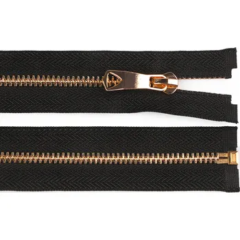 Zip Kovový zip No 5 délka 80 cm s ozdobným jezdcem, střední, 3 černá zlatá