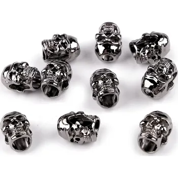 Kovová koncovka na šňůru Ø4 mm / ozdoba lebka, střední, nikl černý