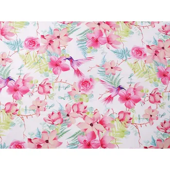 Bavlněná látka / plátno květy, střední, (246) bílá