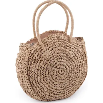 Kabelka Háčkovaná kabelka z rafie - lýka se zipem 33x37 cm, střední, 2 režná přírodní