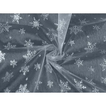 Stuha Organza s glitrovými vločkami, střední, 3 modrá andělská stříbrná